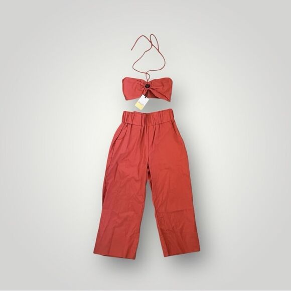 NWT KOURT Chrishell Linen-Blend Set M in Burnt Orange - Picture 2 of 9